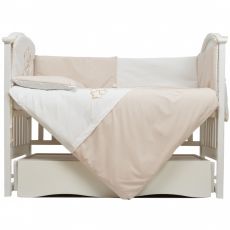 Постельный комплект 7 эл. Twins Dolce Loving bear 4075-DLB-02, white/beige, белый/бежевый